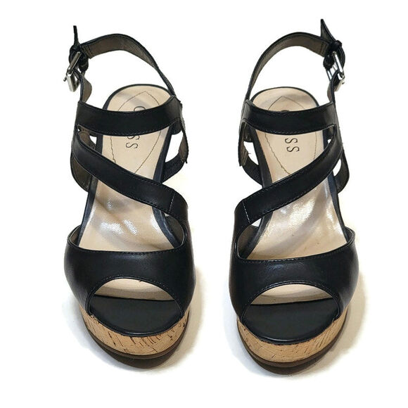 Guess Platform Wedge Cork Sandal High Heel Open Toe Round Toe Sexy Y2K Trendy 7 - Picture 5 of 14